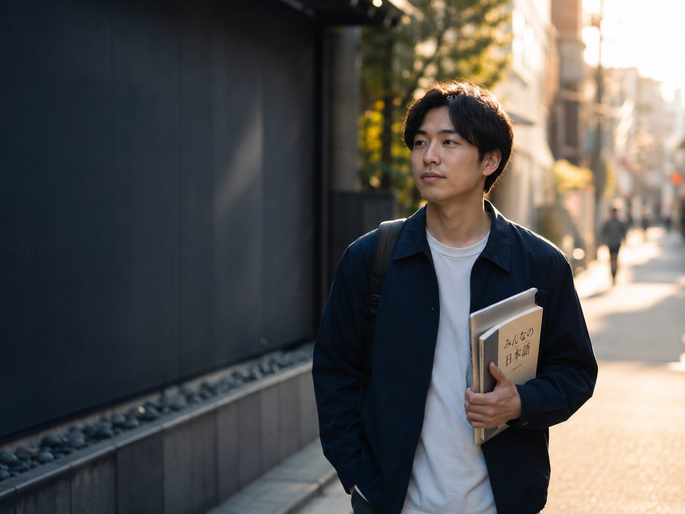 日本の街を散策する研修生